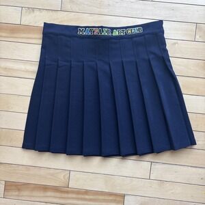 THE MAYFAIR GROUP ART CLUB Tennis Skirt Pleated Mini Skirt Navy  L/XL